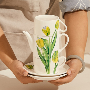 Juego de Té de Cerámica Pequeño y Elegante, Diseño Tulip Goddess Festival, con Taza de Cerámica para Ceremonia - Product Image 5