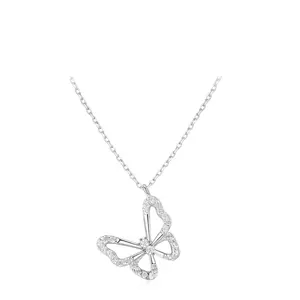 Gioielli di Design farfalla alla moda zircone 925 in argento Sterling catenina collana con ciondolo su misura per ragazza