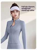 Printemps et automne respirant femmes à manches longues coupe ajustée manteau de sport course Fitness Yoga veste