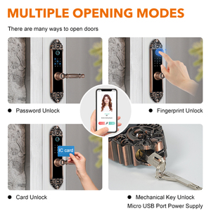 ราคาขายส่ง 5050 ล็อคประตูแบบฝัง TTLock ควบคุมผ่านแอป Tuya รองรับลายนิ้วมือ รหัสผ่าน บัตร RFID สมาร์ทล็อคประตู Cerraduras Inteligentes - Product Image 5