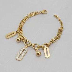 High Quality Wholesale Custom Stainless Steel Gold Plated Charm <b>Bracelet</b> <b>Women</b> - Product Image 2