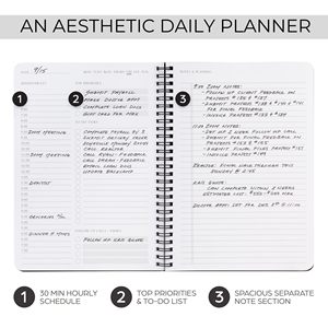 Customizable Leather A5 Hardcover Spiral Daily <b>Planner</b> 100 Sheets Lined Paper Sleek Durable Cover Premium Quality Multiple Gift - Product Image 2