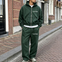 Ensemble de survêtement unisexe épais et oversize avec sweat à capuche zippé et pantalon de jogging, personnalisable, design vierge pour homme, style streetwear, vente en gros