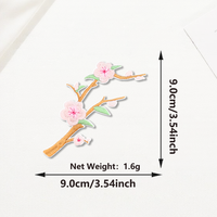Patchs brodés thermocollants en gros, motif fleur de prunier et oiseau, pour vestes, jeans, chapeaux, sacs, vêtements DIY personnalisés