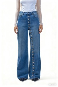 Viviblook Z0127PT01 Pantalones Vaqueros de Mujer, Estilo Retro Lavado, Jeans de Pierna Recta con Botones, Tallas Grandes - Product Image 2