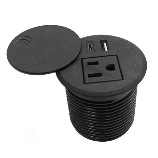 Fast Charging USB a USB C Furniture Power Socket Recessed Desktop Outlet for Tool Cabinet Workbench 60mm US Standard