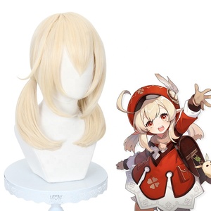 Peluca de <span class=keywords><strong>Cosplay</strong></span> de <span class=keywords><strong>Klee</strong></span> de <span class=keywords><strong>Genshin</strong></span> <span class=keywords><strong>Impact</strong></span> al por Mayor, 45 cm, Larga Mediana, Beige Mixto, Sintética, Resistente al Calor, Pelucas de Anime - Product Image 3