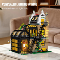 EPT 2892PCS Set de Bloques de Construcción Market Street con Luz LED, Modelo de Arquitectura Modular de Supermercado y Apartamento, Juguete