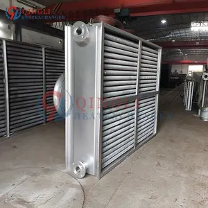 Industrial hot water to heating air heat exchanger with fan