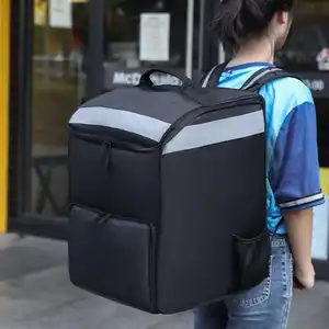 Pizza Rider Delivery Bag Thermal Delivery Backpacks Takeaway Insulated Doordash Food Cooler Bag Reusable Lunch Bag Geometric