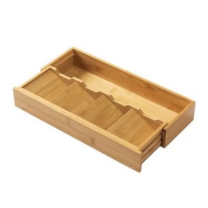 Organisateur de couverts en bois rectangulaire à un seul niveau, boîte de rangement pour tiroir, pour vaisselle, écologique, type sur pied - Product Image 3