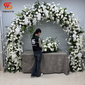 ฉากหลังงานแต่งงานดอกไม้สีขาวพร้อมใบไม้สีเขียวสำหรับตกแต่งงานปาร์ตี้ ขายส่งในราคาประหยัด - Product Image 3