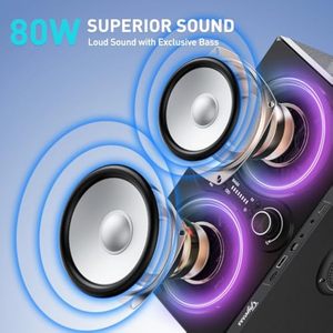 Altavoces, Altavoz Portátil Inalámbrico TWS de 80W, Luces Rítmicas, Altavoz Estéreo de 100dB con BassUp TPYESSS Sobre este artículo T - Product Image 3