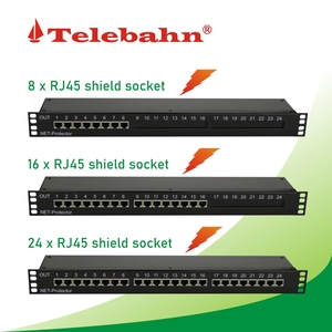 Telebahn 1000Mbps 48V CAT6 19'' Rack 24 Ports RJ45 Ethernet Gigabit Surge Protector Suppressor POE Device - Product Image 2