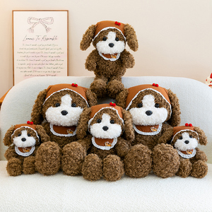 Perro de Peluche Poodle Rizado Kawaii Personalizado con Serie de Sombreros de Temporada OEM y Babero de Encaje con Insignia para Marca Privada de Venta Minorista - Product Image 6