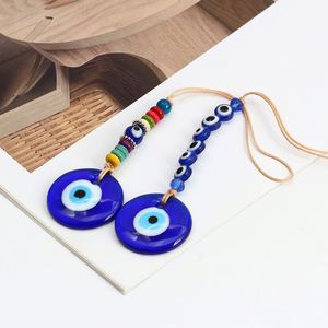Colgante de Pared de Cuerda Trenzada con Borla de Cuentas Coloridas y Ojo Turco de Cristal Azul para Decoración del Hogar, Sala de Estar y Coche - Product Image 1