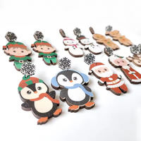 Boucles d'oreilles tendance en acrylique pour femmes et filles, mignonnes, thème Noël, bonhomme de neige, pingouins antarctiques, hiver, fleurs glacées