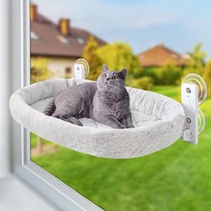 Perchoir de fenêtre pour <span class=keywords><strong>chat</strong></span>, hamac sans fil, siège de lit ensoleillé, étagère de seuil de fenêtre pour chats d'intérieur, petite chaise longue pliable avec 4 Su - Product Image 3