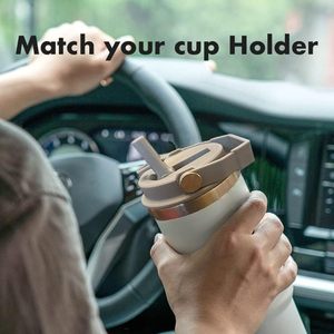 Factory Wholesale Promotional Travel Camping Car Coffee Milk 20oz 30oz <b>Double</b> <b>Wall</b> Stainless Steel Tumbler with Handle and Straw - Product Image 3