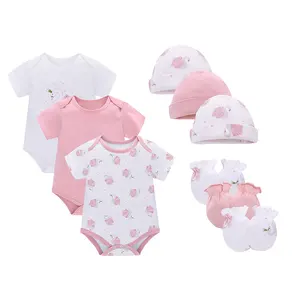 2022 conjunto de roupas de bebê super macio, conjuntos de roupas para bebês meninas de 3 pacotes com luvas chapéus e tampas para bebês, macacão de malha, roupas de bebê neutra