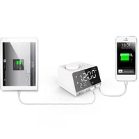 Réveil Bluetooth pour Hôtels, Haut-parleur Créatif, Horloge de Bureau Numérique Musicale, Affichage Radio avec Double Port USB, Prise en Charge des Clés USB, Cartes TF et Radio FM