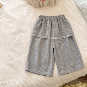 TongXingYuan Baby Girls Summer Two Piece Set Short Sleeve Top Wide Leg Pants Breathable Korean Style - Product Image 4