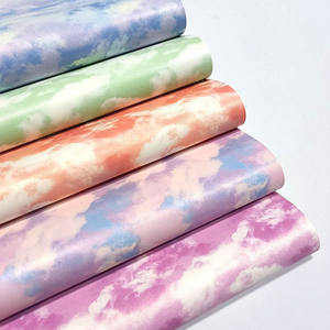 定制0.7毫米云图案乙烯基织物雷辛人造人造合成印花皮革包手袋鞋笔记本 - Product Image 2