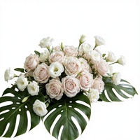 Kunstmatige bruidsdecoratie zijden rozenboeketten bloemen 10 hoofden roze rozenboeket bloemen