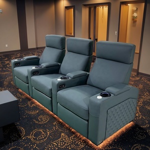 Sofá reclinable de cuero Nappa de lujo para sala de estar y asientos de Teatro de Hotel con portavasos LED Base de luces pata de acero - Product Image 2