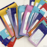 Sachet Mylar personnalisé holographique avec fenêtre, scellé, pour bijoux (boucles d'oreilles, colliers), flacons de peptides portables de 3ml et 10ml