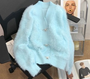 Logo personalizzato OEM & ODM maglione donna manica lunga capelli di visone comodo maglia rosa scollo a v cappotto da donna più spesso <span class=keywords><strong>caldo</strong></span> e largo <span class=keywords><strong>Cardigan</strong></span> - Product Image 6