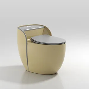 Desain Baru Modern S Perangkap Toilet Mangkuk Kamar Mandi Commode Matt Warna Hitam Keramik Wc Bulat Berbentuk Telur Toilet Satu Potong