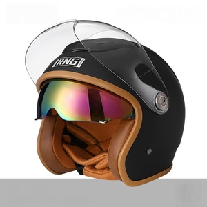Nouveau <span class=keywords><strong>casque</strong></span> de moto vintage en ABS avec visière double pour hommes et femmes, design demi-visage ouvert pour <span class=keywords><strong>scooter</strong></span> - Product Image 4