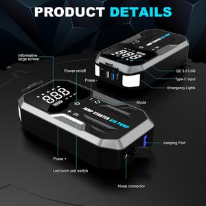 Démarreur de batterie de voiture portable 12V 4 en 1, démarreur de secours, pompe à air, courant de pointe, lumière LED, démarreur de voiture avec pompe à air - Product Image 6