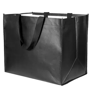 出口大型可重复使用的杂货袋重型，带X缝线的加固手柄可容纳50磅，耐用的购物手提袋