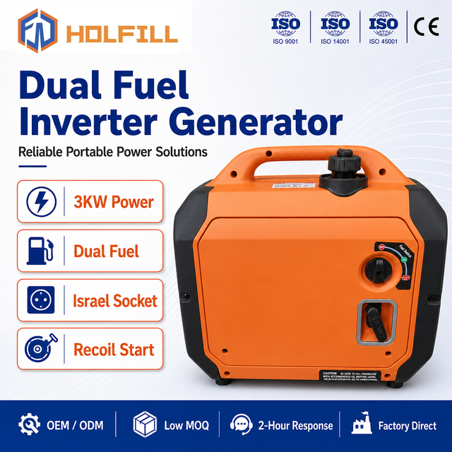 Factory Direct 3500i 3KW Dual Fuel Inverter Generator Israel Socket 230V Recoil Start 50Hz for Home Outdoor