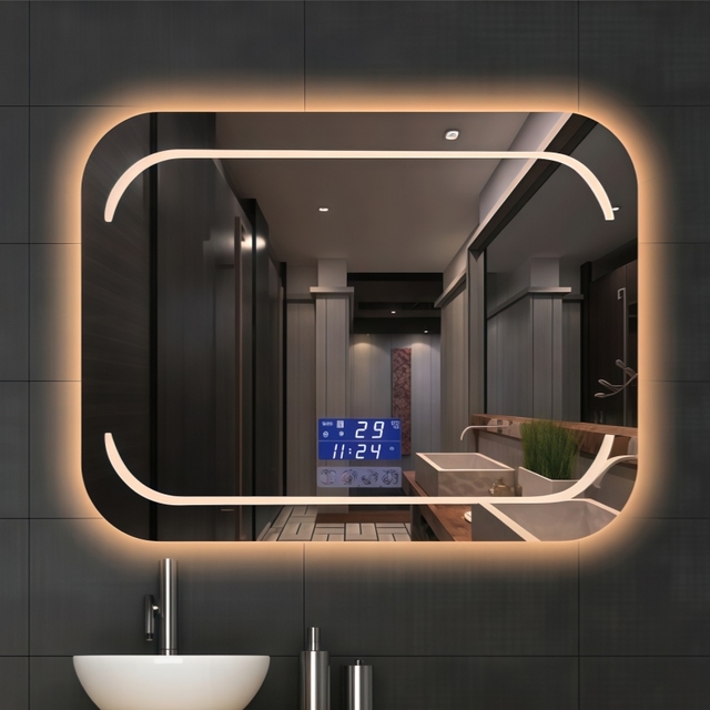 New Design Mirror with Light Bathroom Vanity Led Smart Mirror Modern Makeup Touch Screen Mirrors for Hotel Home