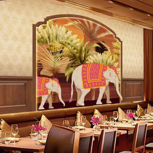 วอลเปเปอร์ลายผ้าสไตล์เอเชียตะวันออกเฉียงใต้ สำหรับตกแต่งผนังร้านอาหารไทย ศูนย์สุขภาพนวดแผนไทย ร้านอาหารไทย - Product Image 2