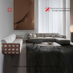 Set di Divani Componibili in Tessuto Personalizzabili, <span class=keywords><strong>Stile</strong></span> Minimalista di Lusso, Design Moderno e Creativo per Arredamento Soggiorno di Villa - Product Image 2