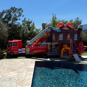 Château sautant gonflable commercial de <span class=keywords><strong>camion</strong></span> de pompiers pour l'entreprise de location de partie parfaite avec la double couture forte. - Product Image 3