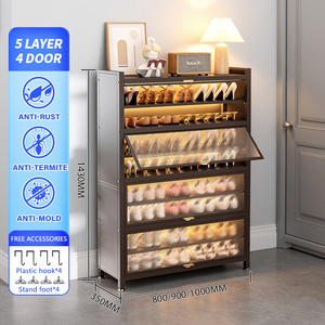 Meuble d'entrée moderne de luxe en métal sur mesure à 4,5 niveaux, organisateur de rangement pour chaussures en acier - Product Image 3
