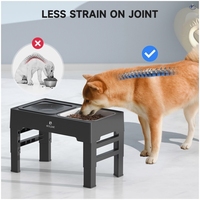 Support de gamelle surélevée 3-en-1 pour chien, réglable en hauteur (5 niveaux), pliable, en ABS, avec gamelle à eau flottante à léchage lent, vente en gros