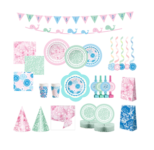 DAMAI Nouveauté : Vaisselle jetable personnalisée pour fête d'anniversaire de fille avec souffleur en spirale en forme de fleur et sac cadeau – Fournitures pour fêtes - Product Image 2