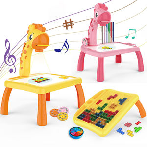 Meja Aktivitas Anak 2 in 1 dengan Proyektor Batu Bata Jerapah Pintar Musik untuk Balita, untuk Menconteng dan Menggambar - Product Image 1