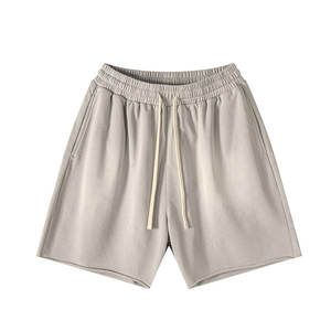 Short délavé à l'acide en coton et polyester mélangé 300GSM avec logo personnalisé Shorts unisexes grande taille pour hommes de couleur unie - Product Image 2