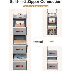 Hanging Closet Organizer 7 Shelves Closet Organization with 3 Different Drawers 2Side Pockets <b>Wardrobe</b> Clothes Organizer - Product Image 3