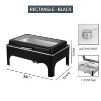 Edelstahl Chafing Dish für Restaurants, Hotels und Hochzeiten, 9L, Schwarz, Hydraulisch, Gasbeheizt, Buffet-Speisenwärmer