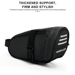 Sacoche de selle de vélo RIDERACE portable en cuir réfléchissant, petite sacoche de selle imperméable pour VTT et vélo de route, équipement de vélo - Product Image 2