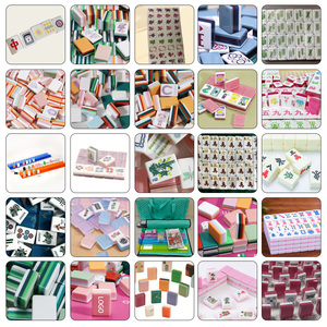 Tapis de Mahjong en rotin jaune motif oiseaux, ensemble de Mahjong Teal Brittany Fusion Omm Drake Sea American House Rules Stripe - Product Image 6