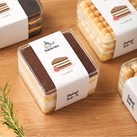 Boîte à gâteaux en plastique, conteneur de stockage de dessert tiramisu carré transparent de meilleure qualité populaire